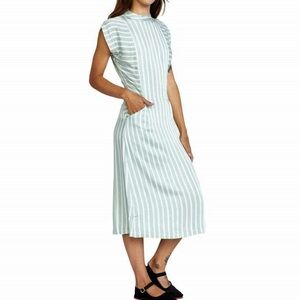 RVCA Nouveau Striped Mint Green Open Back Viscose Midi Dress Size Small